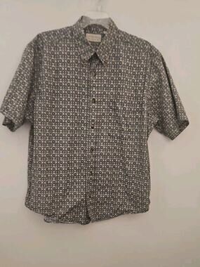 Crossings Shirt Men's Size Large Green Black Beige Abstract Color Cotton